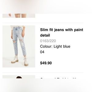 Bershka jeans slim fit with paint splatter detail size 4